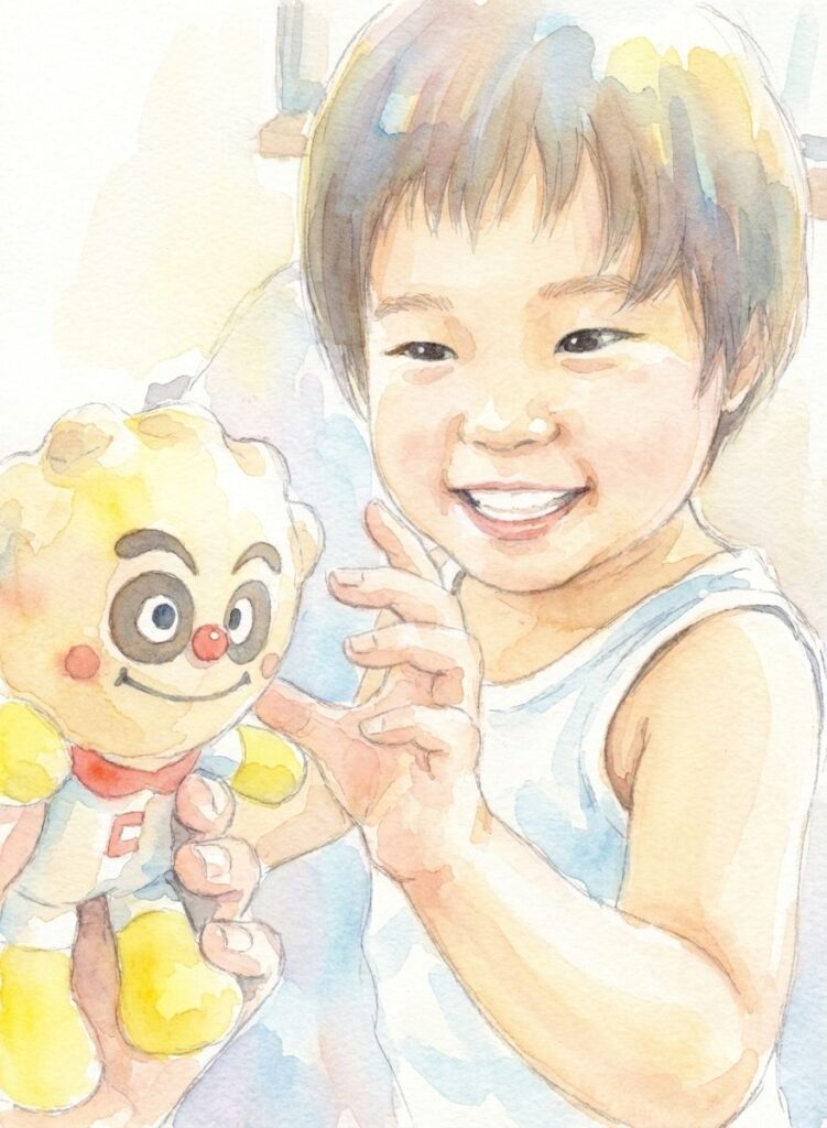 ぬいぐるみを親に渡している様子