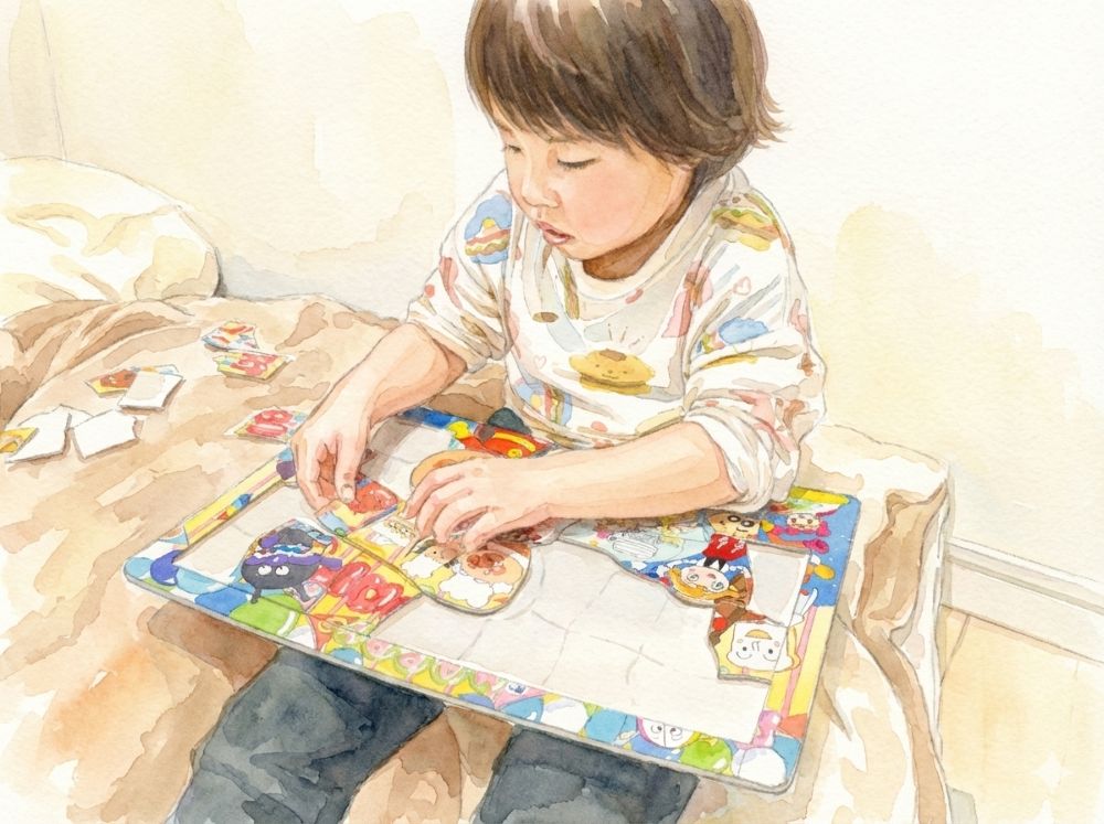 アンパンマンパズルで遊んでいる様子