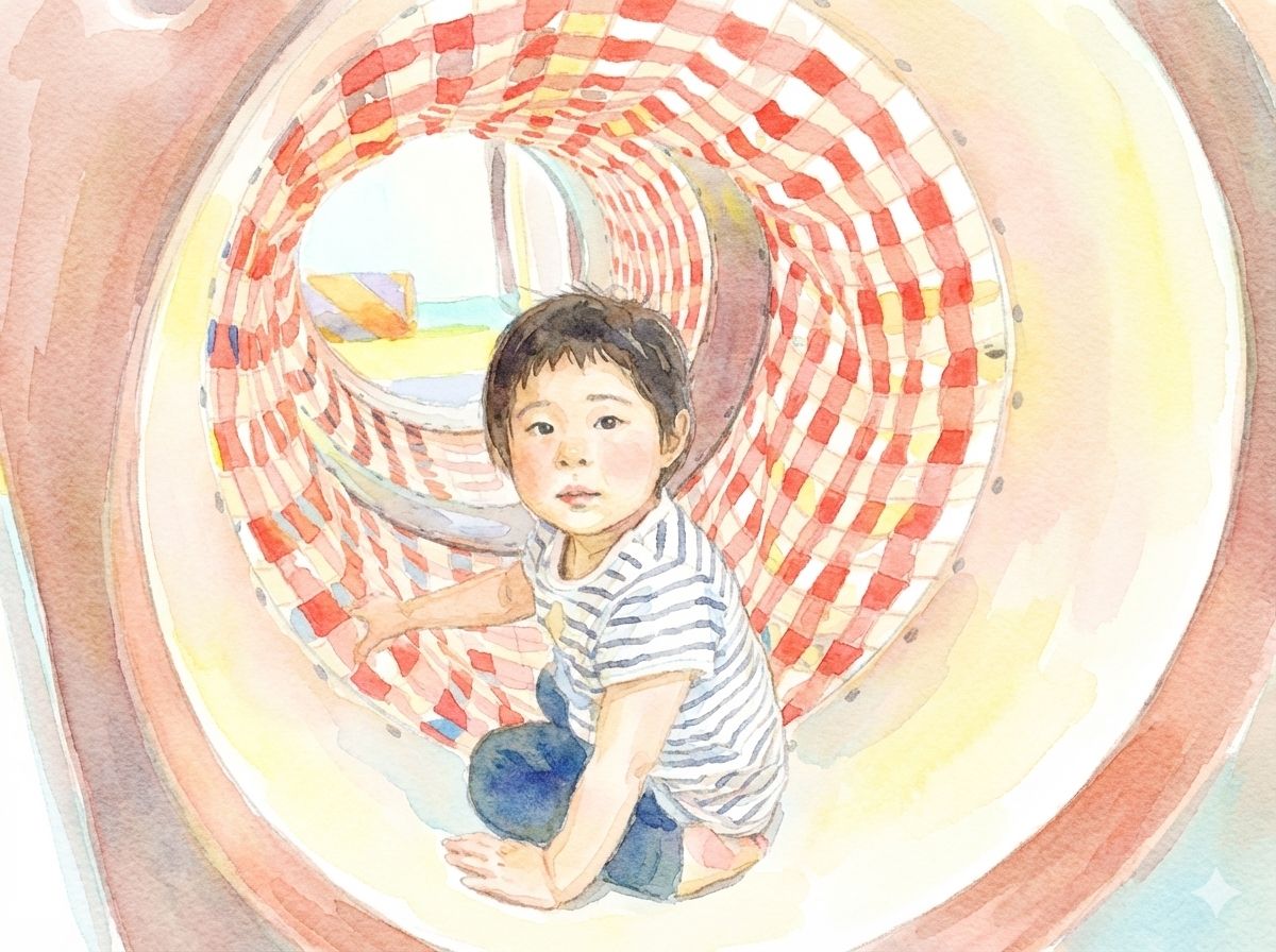 娘が振り返っている様子